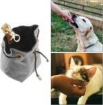 Create idea Dog Treat Pouch Cleanable Dog Treat Training Bag with Clip and Drawstring Pet Snack Bag Food Storage for Dog Training Outdoor Activities Walking Grey - Image 5