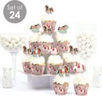 Big Dot of Happiness Run Wild Horses - Cupcake Decoration - Pony Birthday Party Cupcake Wrappers and Treat Picks Kit - Set of 24 - Image 3