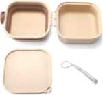 2 Pack Collapsible Dog Cat Bowls with Lid, Integrated 2-in-1 Portable Water and Food Bowl for Dog, Foldable Travel Dog Cat Water Bowl, Dog Cat Travel Accessories for Camping, Green and Beige - Image 5