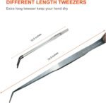 2 Pack Extra Long Tweezers, Fecsam Feeding Tongs, 18.9 inch & 10.5 inch Curved Aquarium Stainless Steel Large Aquascape Tools for Fish Tank, Terrarium，Aquascaping, Reptile, Bearded Dragon - Image 3