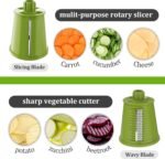 Ourokhome Rotary Cheese Grater Cheese Shredder, Mandoline Vegetable Slicer with 5 Interchangeable Blades and Strong Suction Base for Fruit, Vegetables, Nuts Grey - Image 4