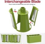 Ourokhome Rotary Cheese Grater Cheese Shredder, Mandoline Vegetable Slicer with 5 Interchangeable Blades and Strong Suction Base for Fruit, Vegetables, Nuts Grey - Image 6