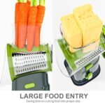 Ourokhome Rotary Cheese Grater Cheese Shredder, Mandoline Vegetable Slicer with 5 Interchangeable Blades and Strong Suction Base for Fruit, Vegetables, Nuts Grey - Image 7
