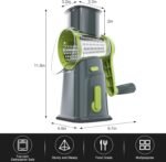 Ourokhome Rotary Cheese Grater Cheese Shredder, Mandoline Vegetable Slicer with 5 Interchangeable Blades and Strong Suction Base for Fruit, Vegetables, Nuts Grey - Image 9