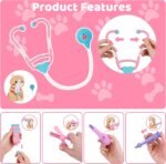 MAGIC4U Pet Cat Care Carrier Suitcase Toy, 29PCS Vet Clinic and Doctor Kit for Kids, Pet Kitty Grooming Feeding Toys Veterinarian Medical Pretend Role Play Set for Boys and Girls Ages 3-6 - Image 6