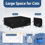 Petskd Cat Travel Litter Box with Lid 19.7x15x6, Portable Mobile Litter Box for Medium Large Cats,Leak-Proof Kitty Litter Box for Car Travel and Hotel with A Scoop,A Bowl and Poop Bag(Black) - Image 3