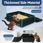 Petskd Cat Travel Litter Box with Lid 19.7x15x6, Portable Mobile Litter Box for Medium Large Cats,Leak-Proof Kitty Litter Box for Car Travel and Hotel with A Scoop,A Bowl and Poop Bag(Black) - Image 5