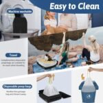 Petskd Cat Travel Litter Box with Lid 19.7x15x6, Portable Mobile Litter Box for Medium Large Cats,Leak-Proof Kitty Litter Box for Car Travel and Hotel with A Scoop,A Bowl and Poop Bag(Black) - Image 6