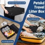 Petskd Cat Travel Litter Box with Lid 19.7x15x6, Portable Mobile Litter Box for Medium Large Cats,Leak-Proof Kitty Litter Box for Car Travel and Hotel with A Scoop,A Bowl and Poop Bag(Black) - Image 7