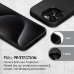 Belemay Compatible with iPhone 15 Pro Max Leather Case with Magsafe, Vintage Premium Crazy Horse Leather, Rich Patina, Secure Grip, Metal Buttons & Lens Protector, Slim Fit Cover (6.7-inch) - Black - Image 5