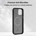 Belemay Compatible with iPhone 15 Pro Max Leather Case with Magsafe, Vintage Premium Crazy Horse Leather, Rich Patina, Secure Grip, Metal Buttons & Lens Protector, Slim Fit Cover (6.7-inch) - Black - Image 9