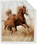 Jekeno Running Brown Horse Gifts Blanket, Horse Decor Blankets Soft Warm Sherpa Throw for Adults Men Women Birthday, Home Living Room Decoration Boys Girls Kids 50"x60" - Image 3