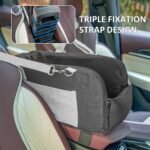Lepark Center Console Dog Seat for Small Dog Cat Pet, Portable Dog Console Car Seat with Soft Cushion, Adjustable Straps and Storage Pockets - Travel Safety(Black) - Image 4
