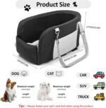 Lepark Center Console Dog Seat for Small Dog Cat Pet, Portable Dog Console Car Seat with Soft Cushion, Adjustable Straps and Storage Pockets - Travel Safety(Black) - Image 5