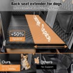 Back Seat Extender for Dogs,Waterproof Dog Car Seat Cover for Back Seat Hard Bottom Holds 400lbs,Sturdy Dog Hammock for Car, Leather Pet Seat Protector for Car, SUV,Truck - Image 3