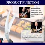 Korean Barbecue Scissors, BBQ clip, Stainless Steel Shear with Non-slip Serrated Blades, Kitchen Shears for Food, Fish, Meat and Vegetables, Heavy Duty Scissors with Non-slip Handle - Image 5