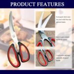 Korean Barbecue Scissors, BBQ clip, Stainless Steel Shear with Non-slip Serrated Blades, Kitchen Shears for Food, Fish, Meat and Vegetables, Heavy Duty Scissors with Non-slip Handle - Image 6
