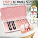 Pill Organizer 3 Times A Day, 7 Day Pill Box - GloDeals Weekly Pill Organizer, Portable Removable Daily Medicine Container Dispenser Case for Vitamin Fish Oil Supplement, Pink - Image 5