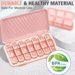 Pill Organizer 3 Times A Day, 7 Day Pill Box - GloDeals Weekly Pill Organizer, Portable Removable Daily Medicine Container Dispenser Case for Vitamin Fish Oil Supplement, Pink - Image 7