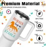 Horse Gifts for Women Girls, Horse Lovers Gifts for Horses Keep Me Stable Tumbler Cup 40oz, Birthday Christmas Gifts for Horse Riding Lovers, Just a Girl Who Loves Horses Gift Cup - Image 5