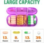 Weekly Pill Organizer 3X a Day, 7 Day Pill Box 3 Times, Portable for Travel Pill Case for Pills/Vitamin/Fish Oil/Medication/Supplements (3x7 Blue+Rainbow) - Image 3