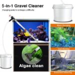 5 in1 Aquarium Gravel Cleaner Water Changer Glass Scraper Fish Tank Sand Wash Pump Kit with Air-Pressing Button and Adjustable Water Flow Controller Clamp for Fish Tank Gravel-Cleaning - Image 4