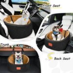 Dog Car Seat for Medium Dogs Under 25 lbs, Comfy Puppy Car Seat with 2 Clip-On Safety Leashes, Non-Slip Bottom Pet Travel Car Seat, Easy to Install and Fully Removable (Black/Coffee, Small) - Image 6