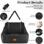 Dog Car Seat Medium Sized Dogs,Fully Detachable and Washable Car Dog Bed,Soft Fabic Pet Car Seat Filling in Memory Foam,2 Dog Leashes Dog Bed for Car(Black,Large) - Image 3