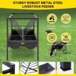 Pasture Hay Feeder for Goat,2 in 1 Goat Feeders for Grain and Hay with 68 Gallon,Livestock Mineral Feeders with Metal Steel & Deeper Feeding Pan for Goats,Sheeps,Horses,Donkeys & Sheep Sheds - Image 4