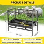 Pasture Hay Feeder for Goat,2 in 1 Goat Feeders for Grain and Hay with 68 Gallon,Livestock Mineral Feeders with Metal Steel & Deeper Feeding Pan for Goats,Sheeps,Horses,Donkeys & Sheep Sheds - Image 5