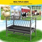 Pasture Hay Feeder for Goat,2 in 1 Goat Feeders for Grain and Hay with 68 Gallon,Livestock Mineral Feeders with Metal Steel & Deeper Feeding Pan for Goats,Sheeps,Horses,Donkeys & Sheep Sheds - Image 7