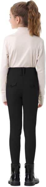 Kid's Fleece Lined Horse Riding Pants Winter Equestrian Breeches Girls Knee Patch Silicone Schooling Tights Pockets - Image 7