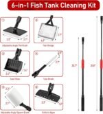 6 in 1 Aquarium Cleaning Tool Kit Fish Tank Algae Scraper, Sponge Pad, Fish Net, Gravel Rake and Cleaning Brush with Telescopic Long Handle - Image 3