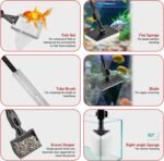 6 in 1 Aquarium Cleaning Tool Kit Fish Tank Algae Scraper, Sponge Pad, Fish Net, Gravel Rake and Cleaning Brush with Telescopic Long Handle - Image 6