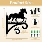 Iron Plant Hangers Hooks for Outdoor Indoor Hanging Plants Flower Fern Pots Lantern Bird Feeder Wind Chimes, 12"x16" Weather Resistant Metal Wall Holder for Porch Garden Farmhouse(Horse) - Image 3