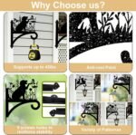 Iron Plant Hangers Hooks for Outdoor Indoor Hanging Plants Flower Fern Pots Lantern Bird Feeder Wind Chimes, 12"x16" Weather Resistant Metal Wall Holder for Porch Garden Farmhouse(Horse) - Image 4