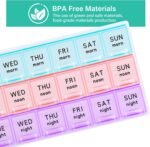 2Pcs Large Weekly Pill Organizer 3 Times A Day,Travel Pill Cases Moisture-Proof 7 Day Pill Box, Portable for Pills Vitamin Fish Oil Supplements（Purple） - Image 4