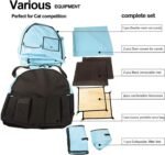 Mispace Portable Twin Compartment Show House Cat Cage/Condo - Easy to Fold & Carry Kennel - Comfy Puppy Home & Dog Travel Crate with Portable Carry Bag/Two Hammocks/Mats and Collapsible Litter Box - Image 3