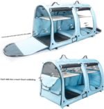Mispace Portable Twin Compartment Show House Cat Cage/Condo - Easy to Fold & Carry Kennel - Comfy Puppy Home & Dog Travel Crate with Portable Carry Bag/Two Hammocks/Mats and Collapsible Litter Box - Image 4