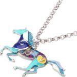 BONSNY Enamel Running Horse Necklace Pendant Chain Zinc Alloy Animals Lovers Gifts for Girls - Image 3