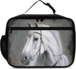 White Horse Reusable Lunch Box Insulated Lunch Bag Cooler Bag Lunchbox Meal Food Container Tote Bag for Women Kids Girls Boy School Camping Hiking Picnic Beach Travel - Image 3