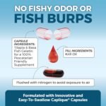 Krill Oil Omega 3 Supplement, Antarctic Krill Oil 1250 mg with Astaxanthin & Omega 3 Fatty Acid Supplement, High DHA & EPA Concentration for Brain & Joint Health Support, No Fish Burps (60) - Image 5