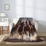 Horses Throw Blanket Plush Flannel Fleece Blanket Soft Lightweight Cozy Blankets for Bed Couch Sofa Travel 50"X40" - Image 8