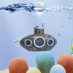 Floating Fish Tank Decoration, Aquarium Air Pump Decorations Little Cute Retro Submarine Aquarium Decoration with Float Balls for Aquarium and Retro Old Submarine Wreck Ornament - Image 4