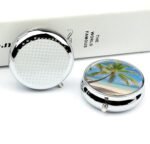 Round Pill Case 3 Compartment Tropical Palm Tree Pill Box Mini Medicine Pill Organizer Portable Travel Pillbox for Pocket Purse Metal Pill Container for Vitamins Fish Oil Supplements - Image 6