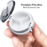 Round Pill Case 3 Compartment Tropical Palm Tree Pill Box Mini Medicine Pill Organizer Portable Travel Pillbox for Pocket Purse Metal Pill Container for Vitamins Fish Oil Supplements - Image 9