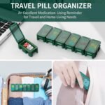 Restree Weekly Pill Organizer, 7 compartments Portable Pill Box, Moisture-Proof Travel Pill Case, Pill Storage Box for Vitamin, Medicine, Fish Oil/Supplements (Green) - Image 8