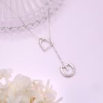 S925 Sterling Silver Lucky Horseshoe Necklace Bee Necklace Y Chain Lariat Horse Stirrup Gift Jewelry for Women Adults - Image 3