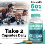 PrimeMD 4-in-1 Calcium Supplements for Women & Men - Calcium 600mg with Vitamin D3 K2 B12 5000 IU Supplement for Heart, Bone & Body Defenses - Gluten-Free, Non-GMO, Vegan Friendly (480 Count) - Image 10