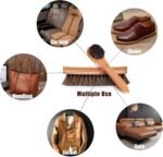 Horsehair Shoe Brush for Cleaning, Shoe Polish Brush Horse Hair Shoe Brush, Soft Shoe Shine Brush Shoe Cleaning Brush for Leather Shoes Boots & Sneakers (Light Brown) - Image 5